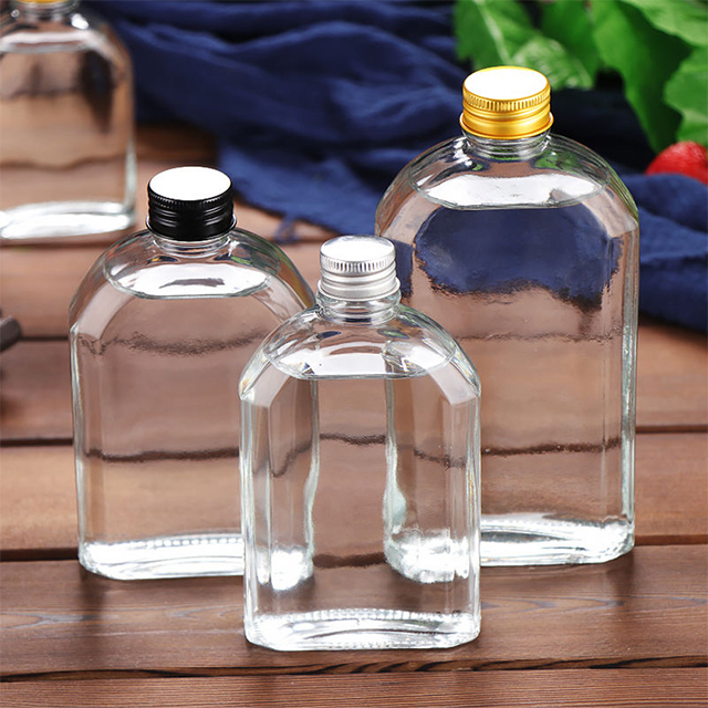 300ml Transparent Glass Soft Fruit Drinks Bottle with Screw Lid