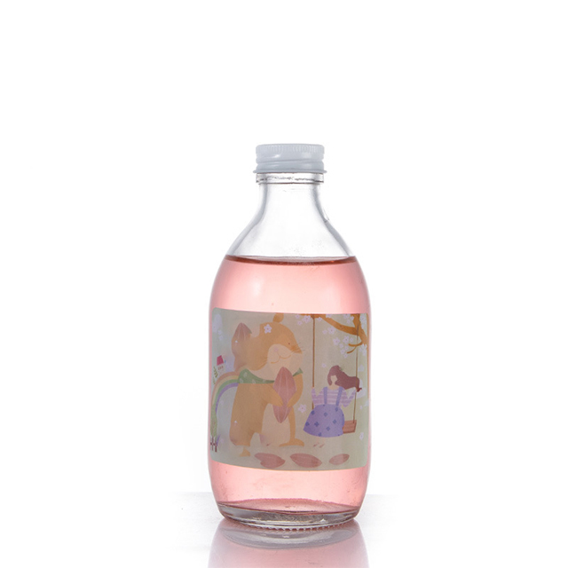 250ml 300ml Transparent Frosted Glass Fruit Wine Bottle with Aluminum Cap