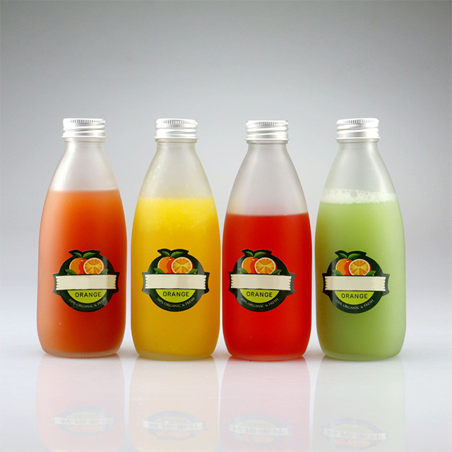 250ml 500ml Clear Frosted Glass Milk Tea Juice Drink Bottle with Aluminum Lid