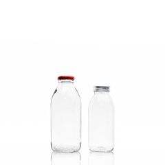 200ml 250ml 500ml Clear Round Glass Milk Bottle with Metal Lid