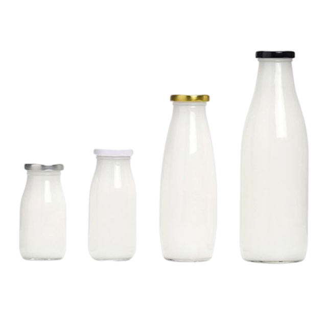 6oz 8oz 16oz 32oz Transparent Glass Milk Bottles with Tin Lid